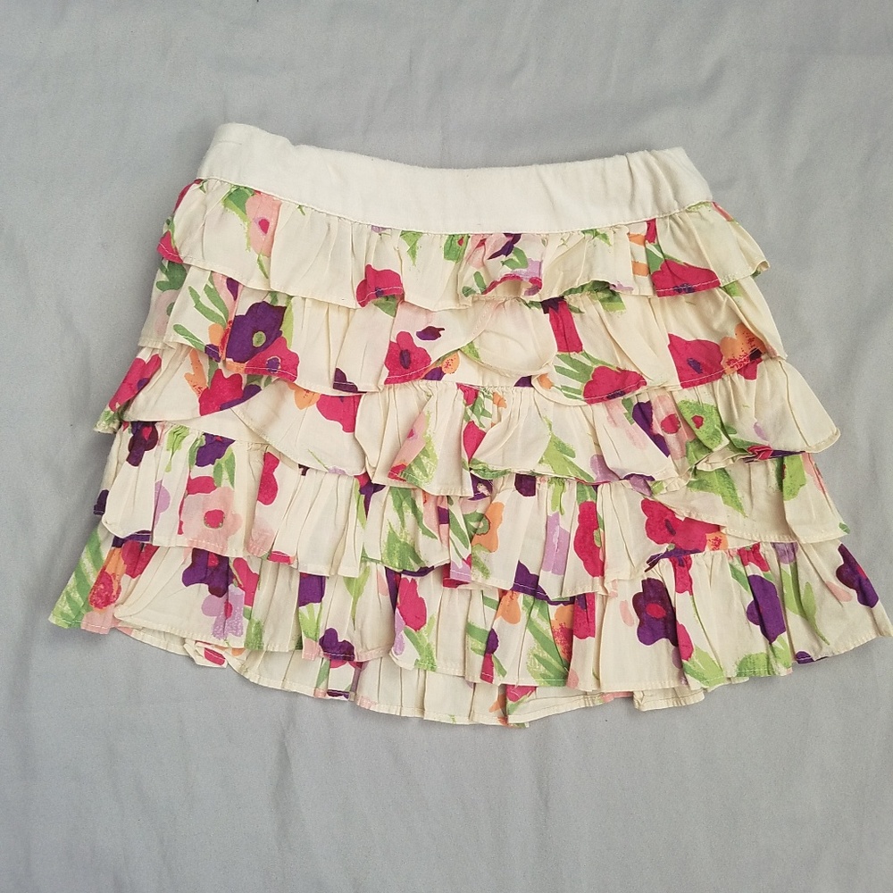 Gap GapKids Girls Ruffle Floral Skirt sz XS 4-5